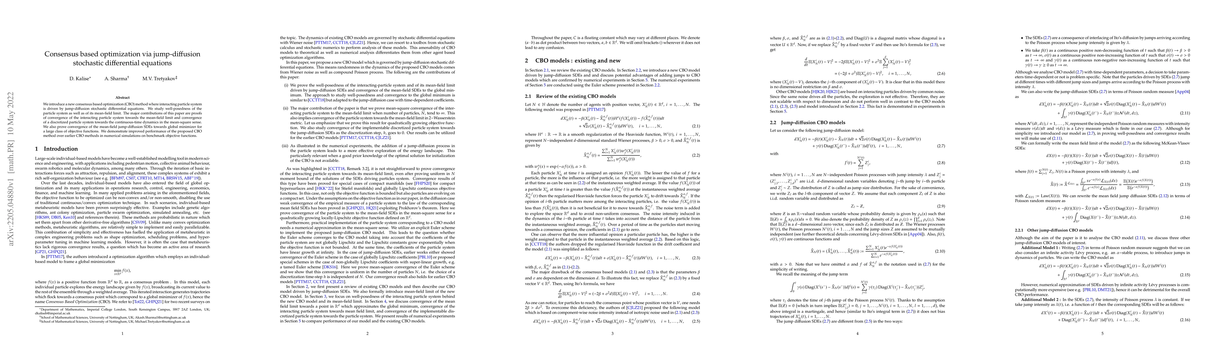 Thumbnail for Consensus based optimization via jump-diffusion stochastic differential
  equations
