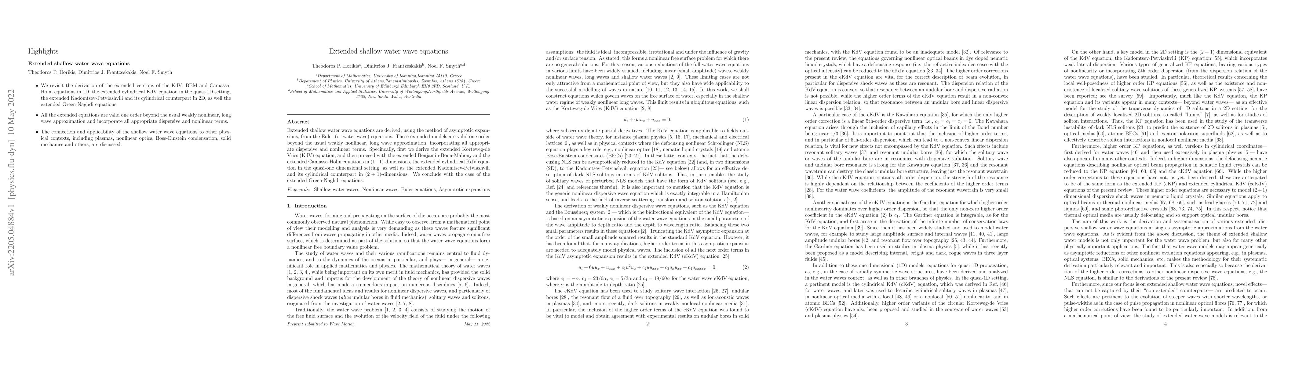 Thumbnail for Extended shallow water wave equations
