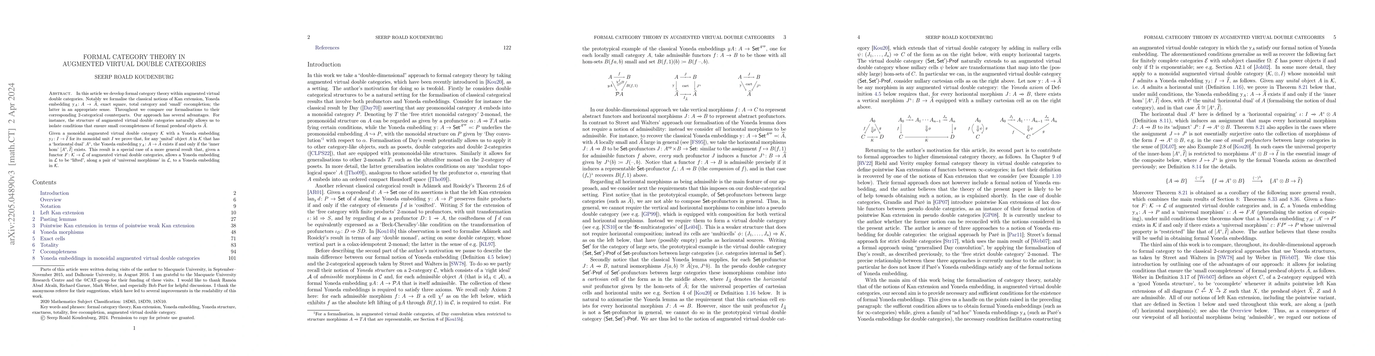 Thumbnail for Formal category theory in augmented virtual double categories