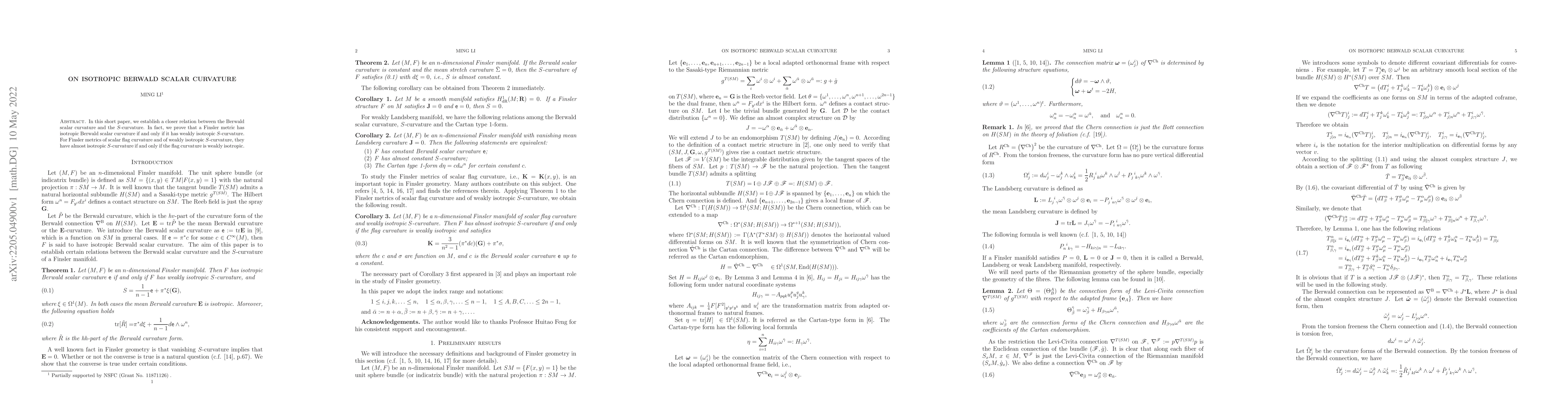 Thumbnail for On isotropic Berwald scalar curvature