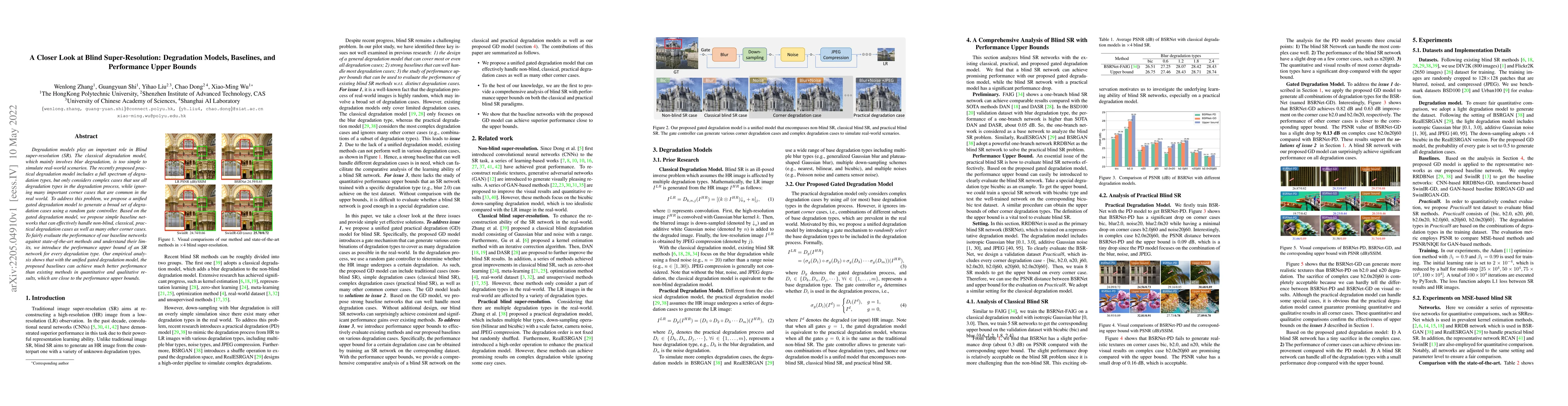 Thumbnail for A Closer Look at Blind Super-Resolution: Degradation Models, Baselines,
  and Performance Upper Bounds