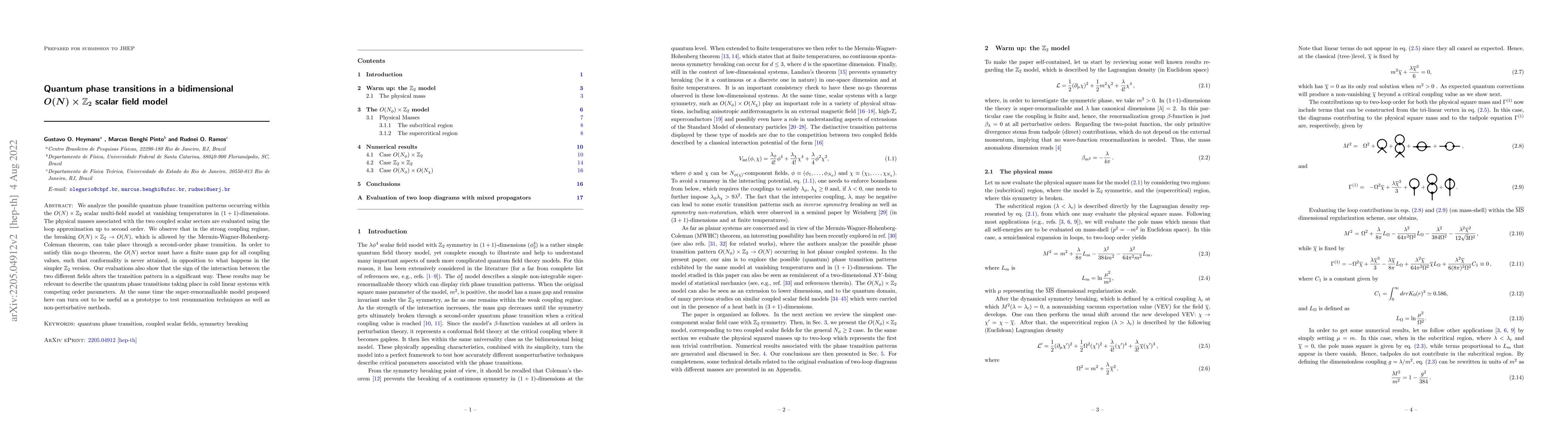 Thumbnail for Quantum phase transitions in a bidimensional $O(N) \times
  {\mathbb{Z}_2}$ scalar field model