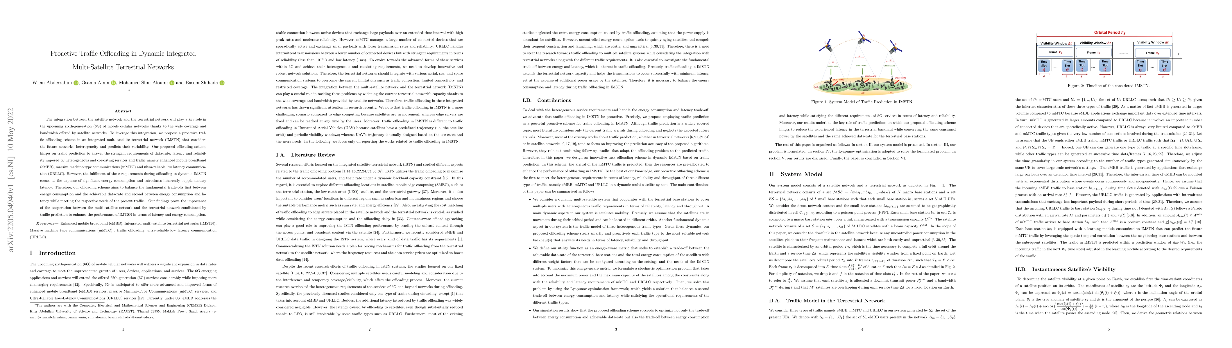 Thumbnail for Proactive Traffic Offloading in Dynamic Integrated Multi-Satellite
  Terrestrial Networks