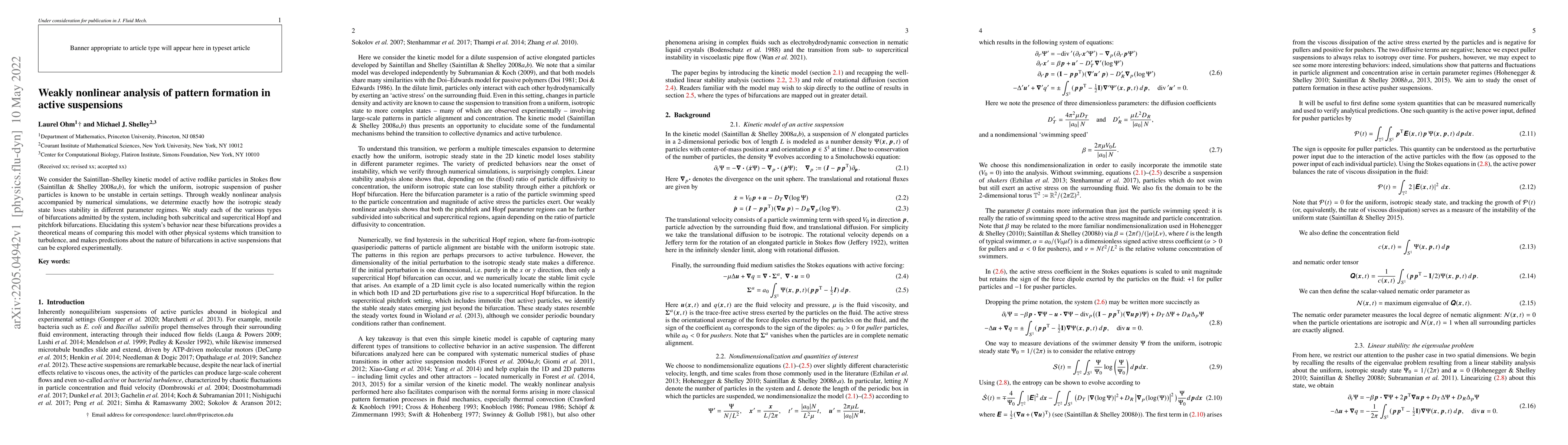 Thumbnail for Weakly nonlinear analysis of pattern formation in active suspensions