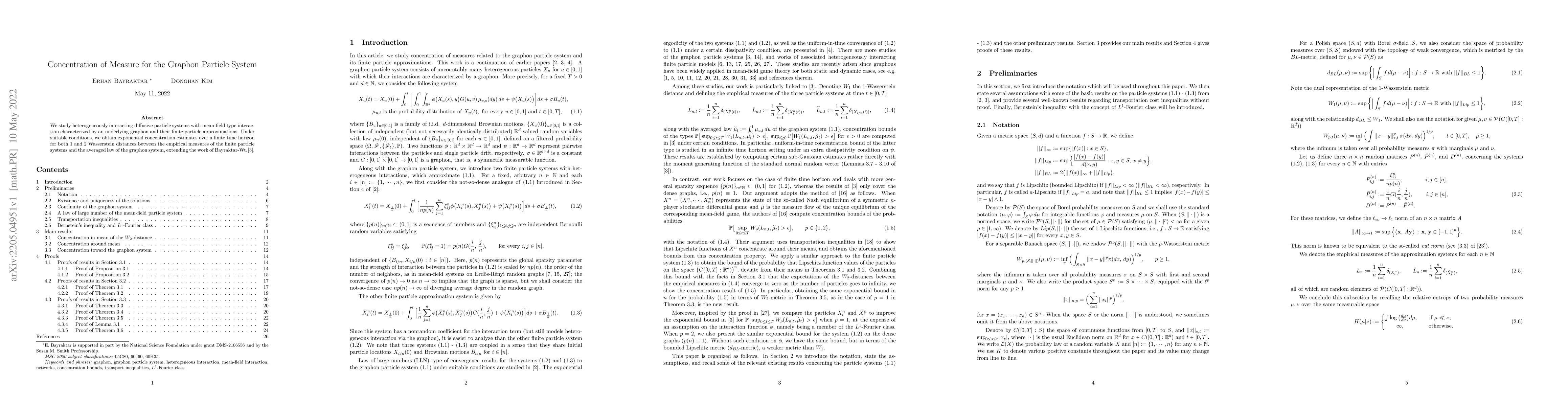 Thumbnail for Concentration of measure for Graphon particle system