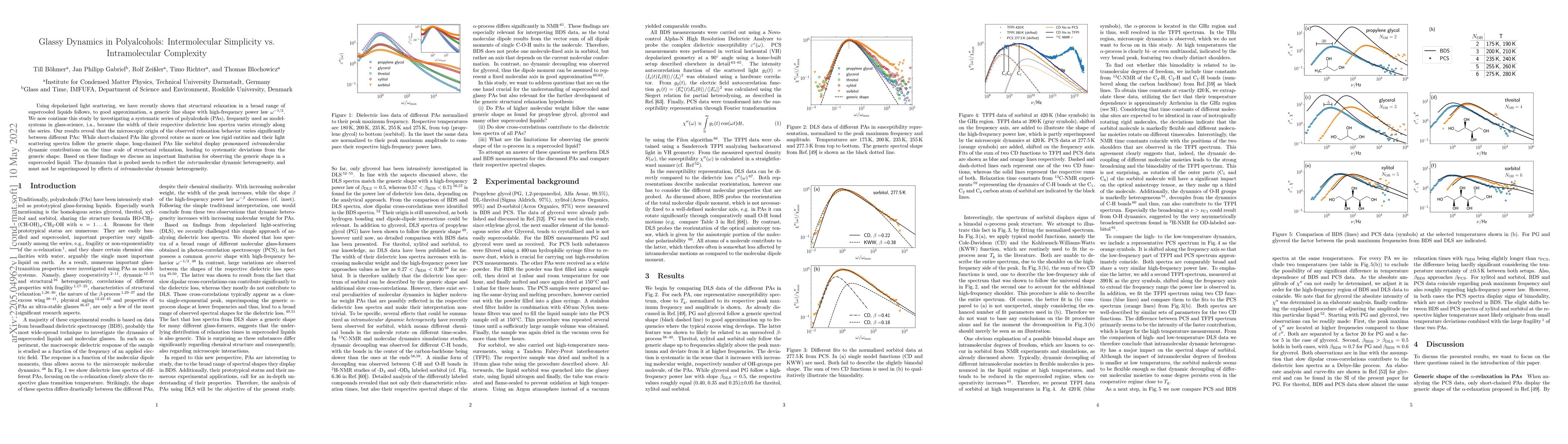Thumbnail for Glassy Dynamics in Polyalcohols: Intermolecular Simplicity vs.
  Intramolecular Complexity