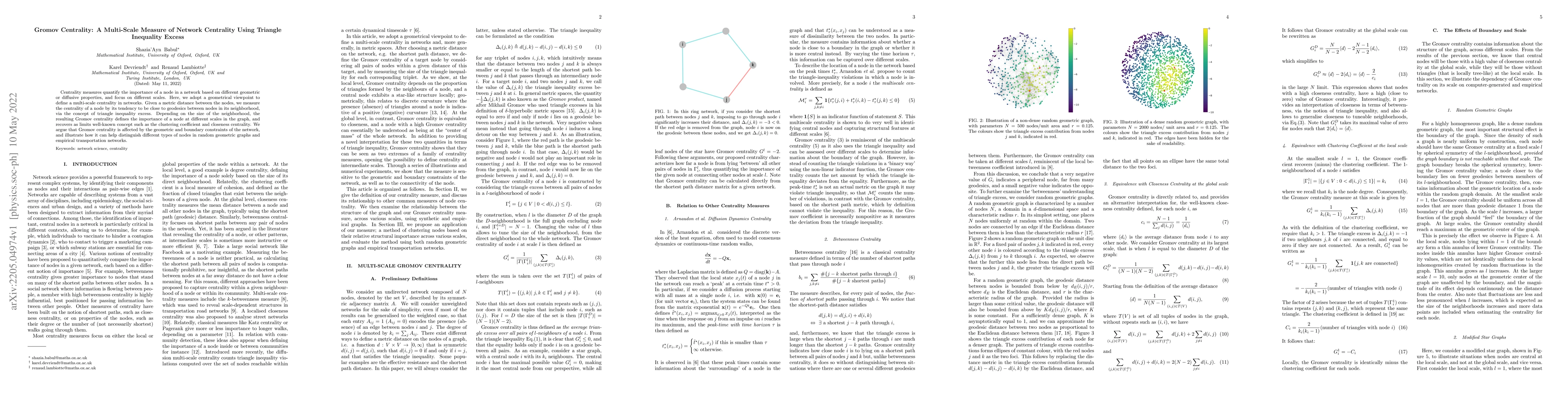Thumbnail for Gromov Centrality: A Multi-Scale Measure of Network Centrality Using
  Triangle Inequality Excess