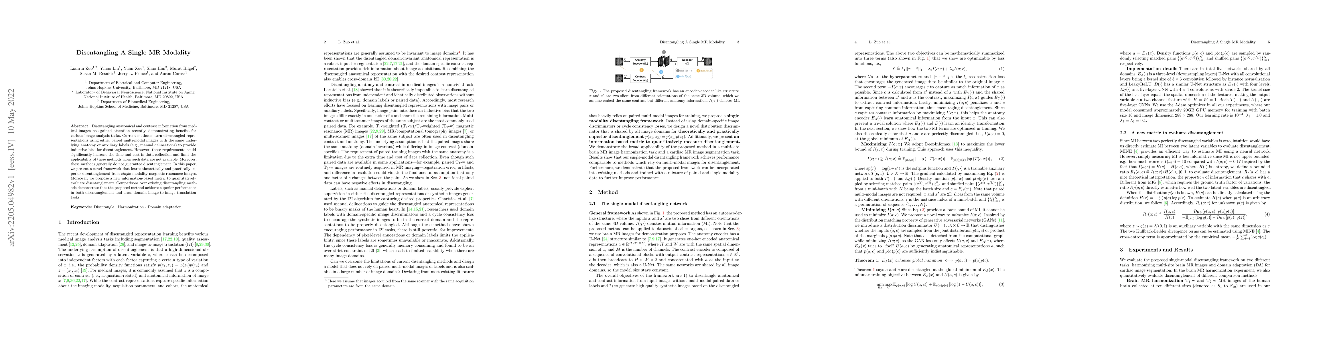 Thumbnail for Disentangling A Single MR Modality