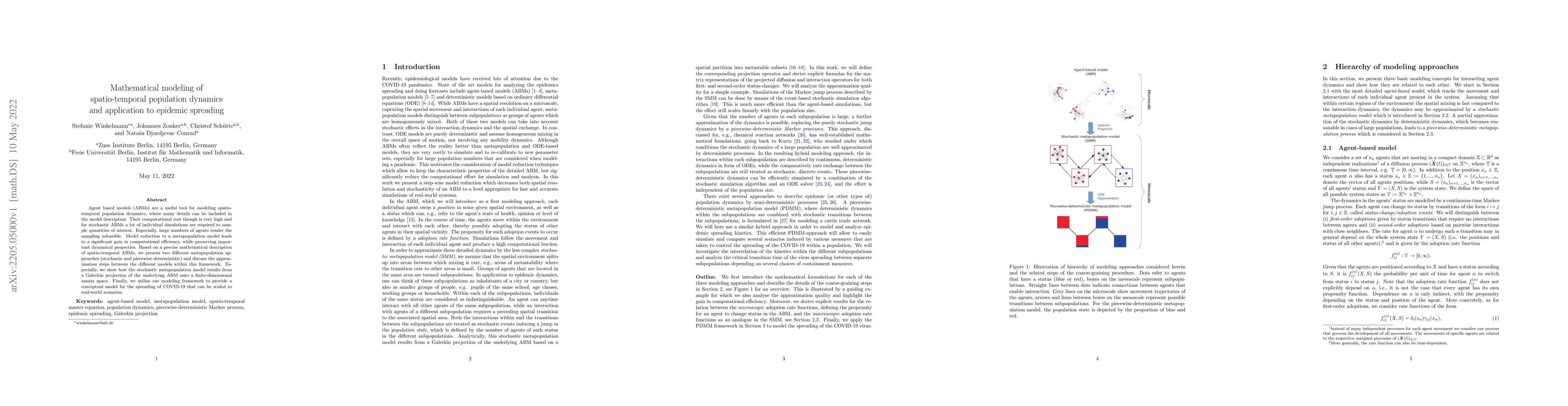Thumbnail for Mathematical modeling of spatio-temporal population dynamics and
  application to epidemic spreading