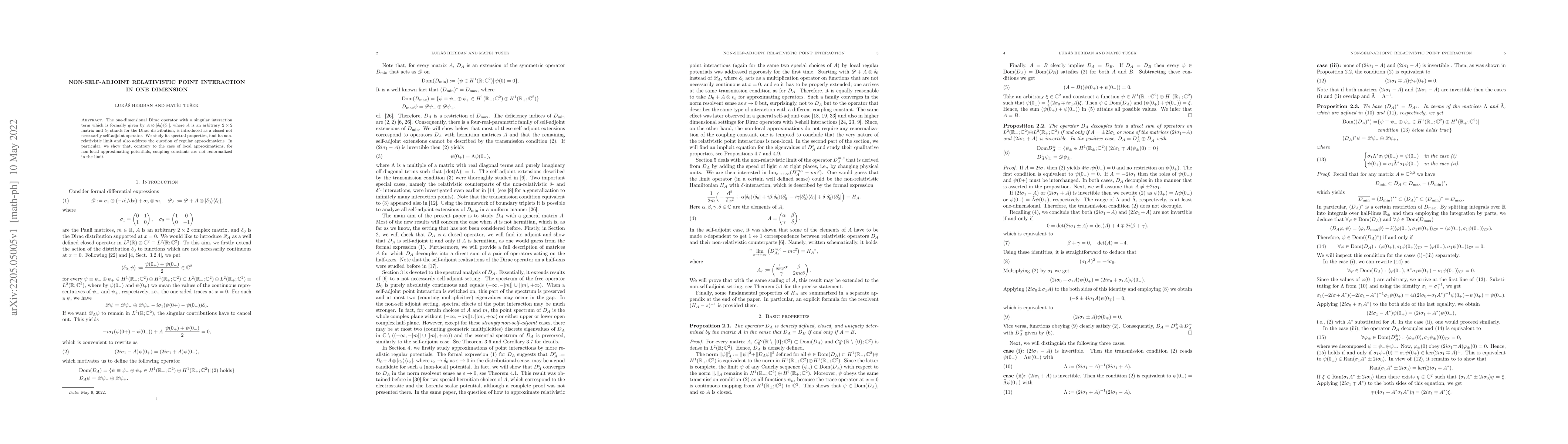 Thumbnail for Non-self-adjoint relativistic point interaction in one dimension