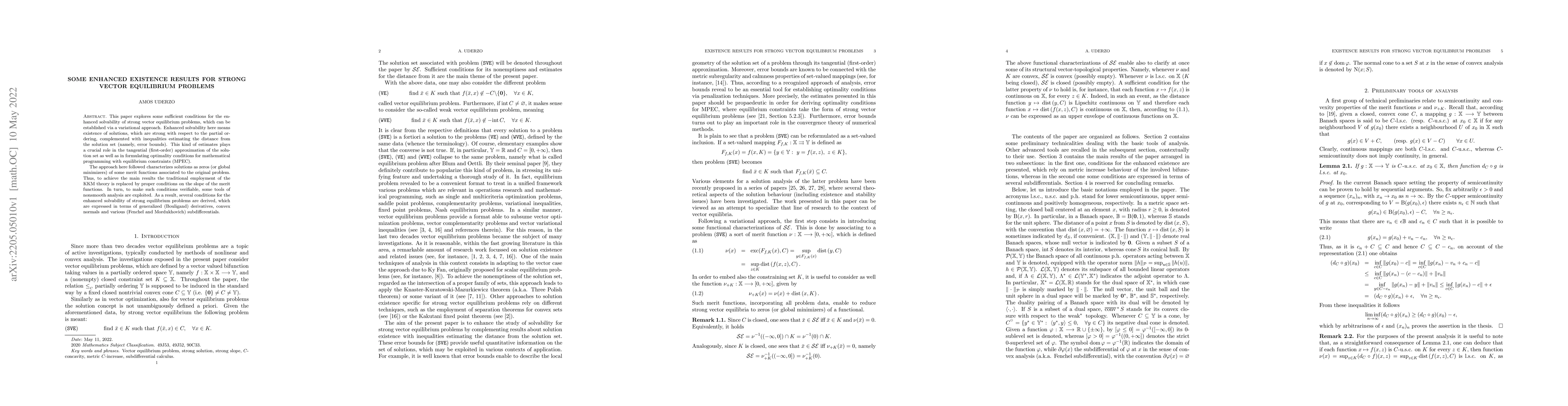 Thumbnail for Some enhanced existence results for strong vector equilibrium problems