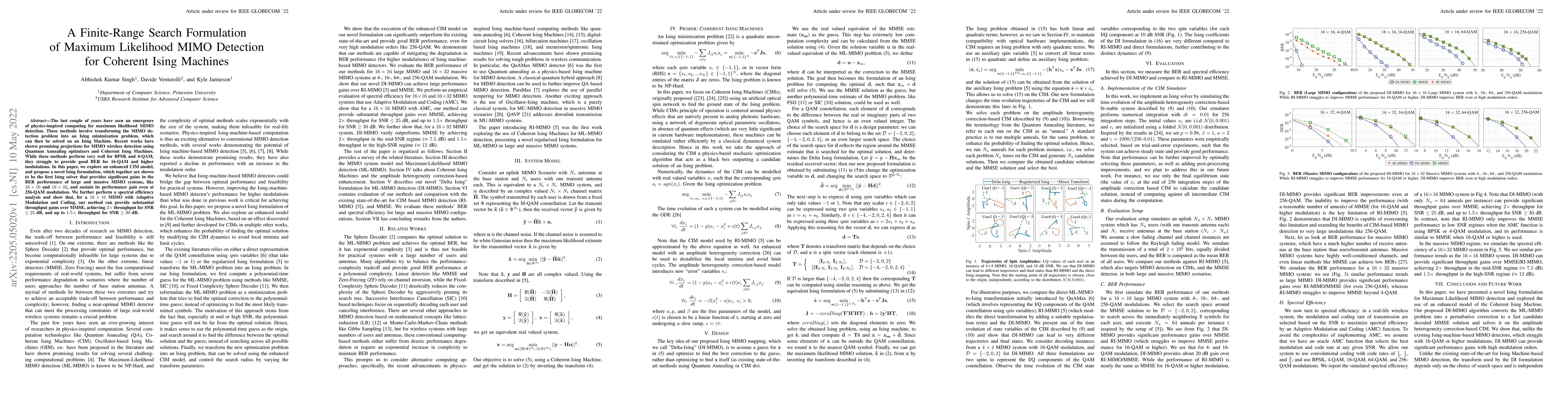 Thumbnail for A Finite-Range Search Formulation of Maximum Likelihood MIMO Detection
  for Coherent Ising Machines