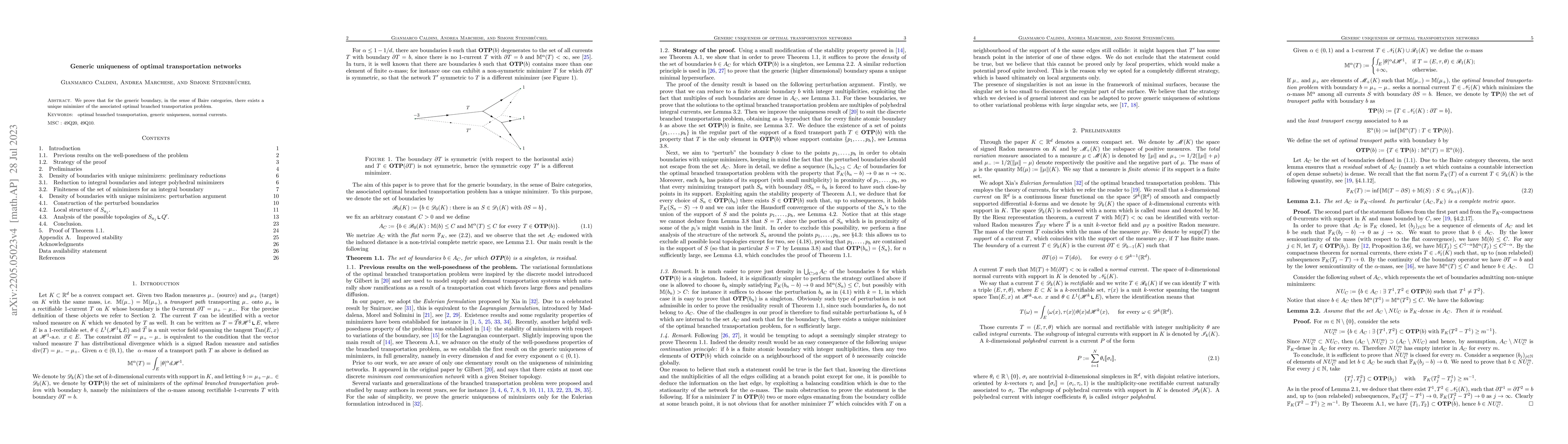 Thumbnail for Generic uniqueness of optimal transportation networks