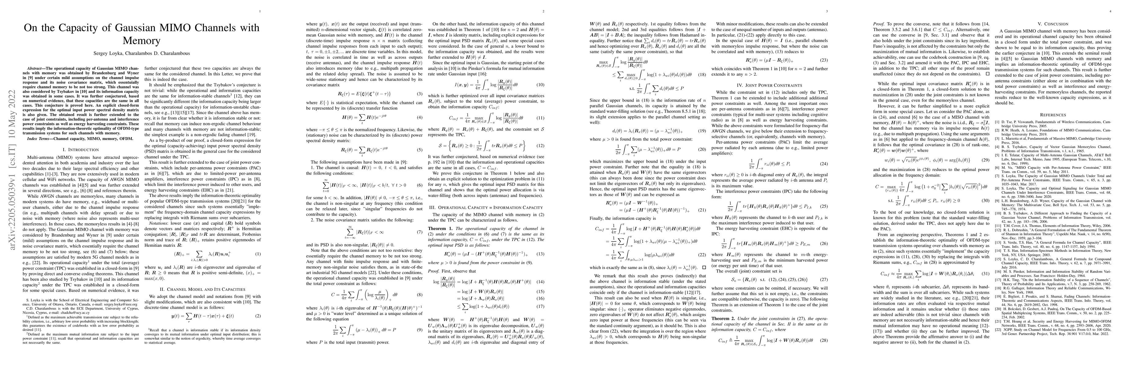 Thumbnail for On the Capacity of Gaussian MIMO Channels with Memory