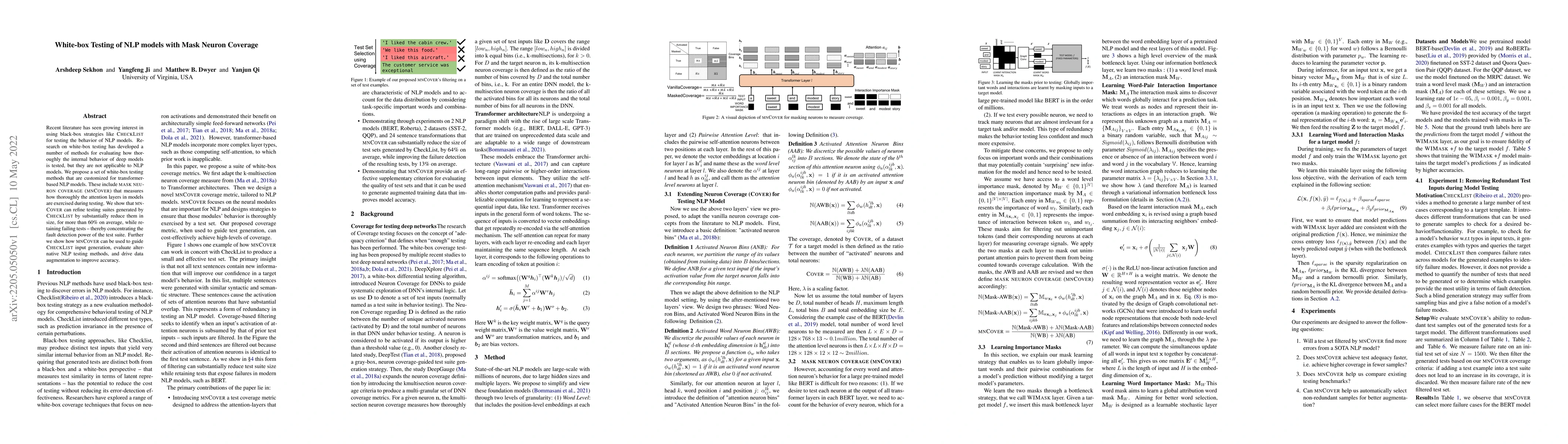 Thumbnail for White-box Testing of NLP models with Mask Neuron Coverage