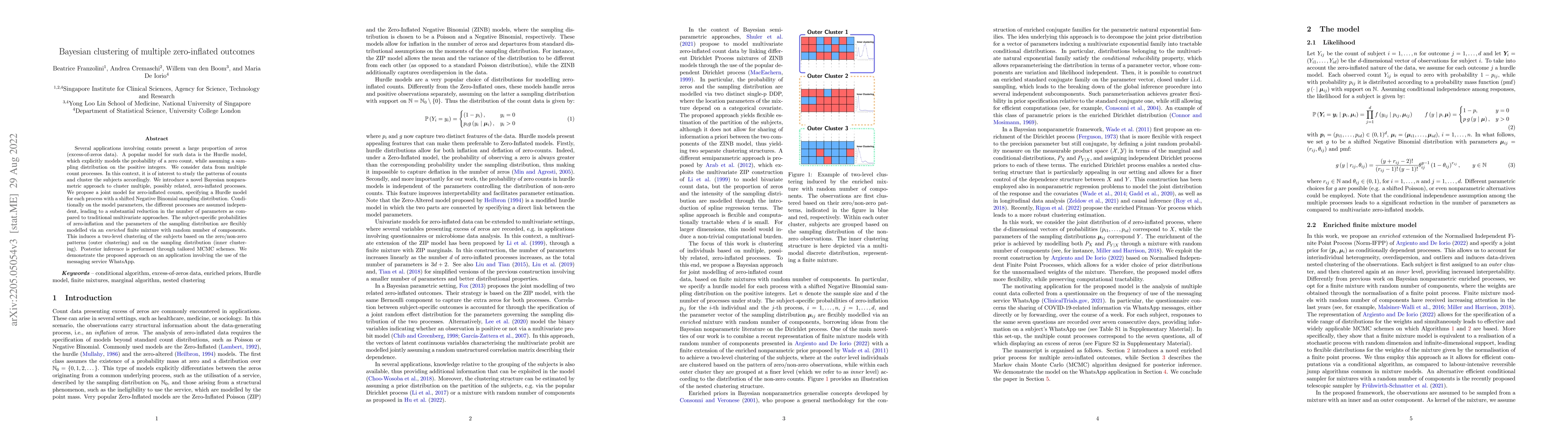 Thumbnail for Bayesian clustering of multiple zero-inflated outcomes