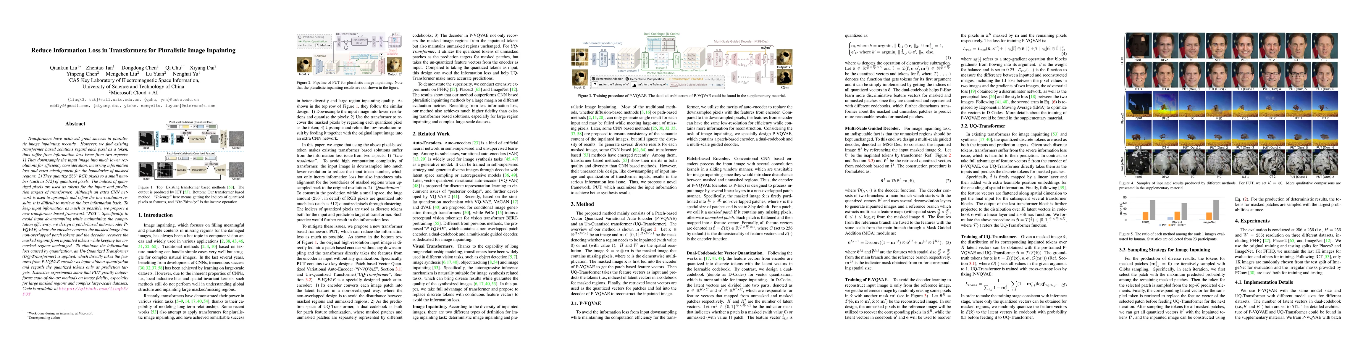 Thumbnail for Reduce Information Loss in Transformers for Pluralistic Image Inpainting
