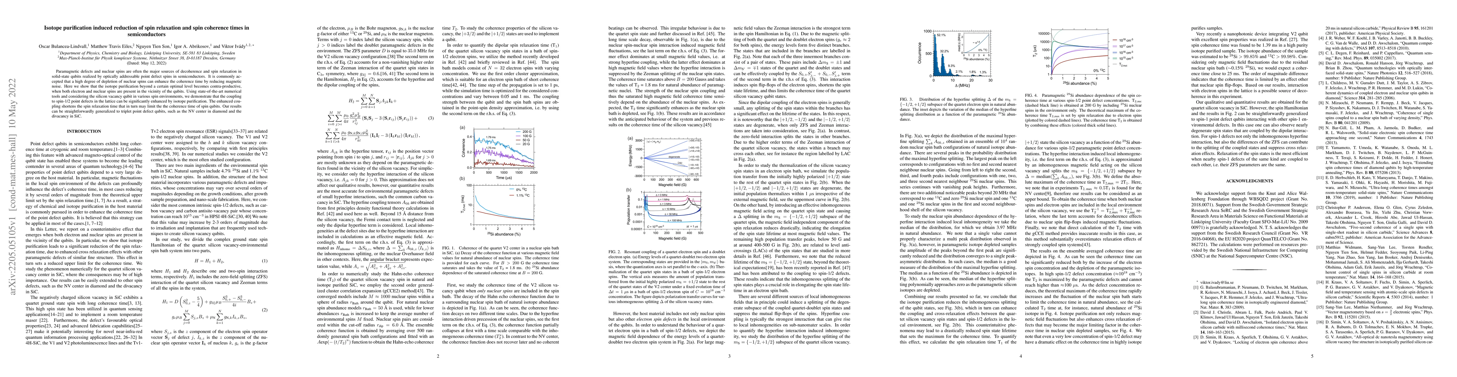 Thumbnail for Isotope purification induced reduction of spin relaxation and spin
  coherence times in semiconductors