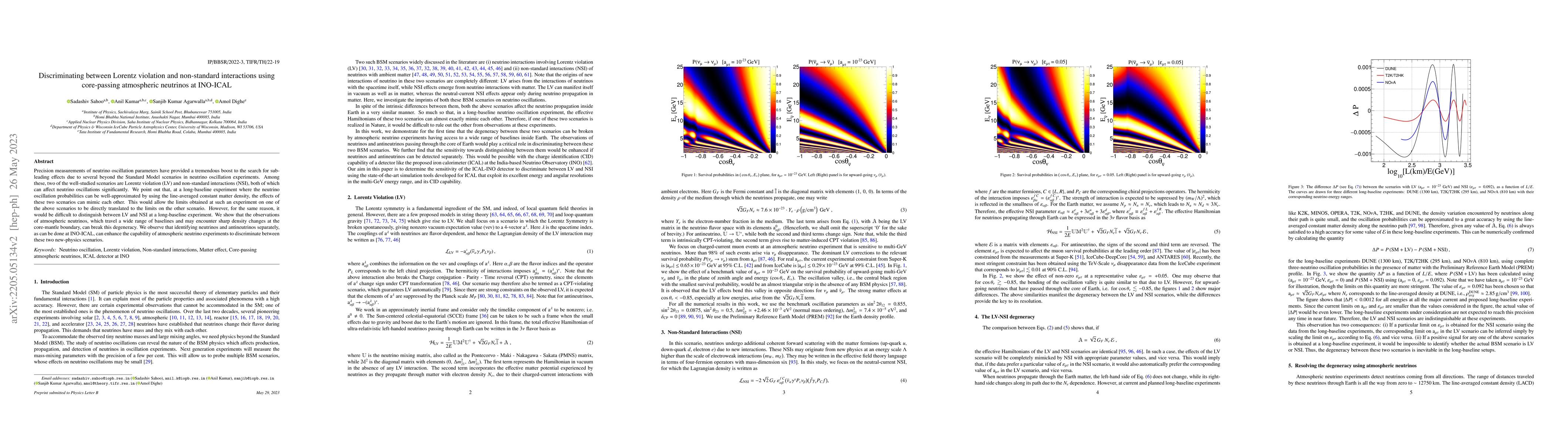 Thumbnail for Discriminating between Lorentz violation and non-standard interactions
  using core-passing atmospheric neutrinos at INO-ICAL