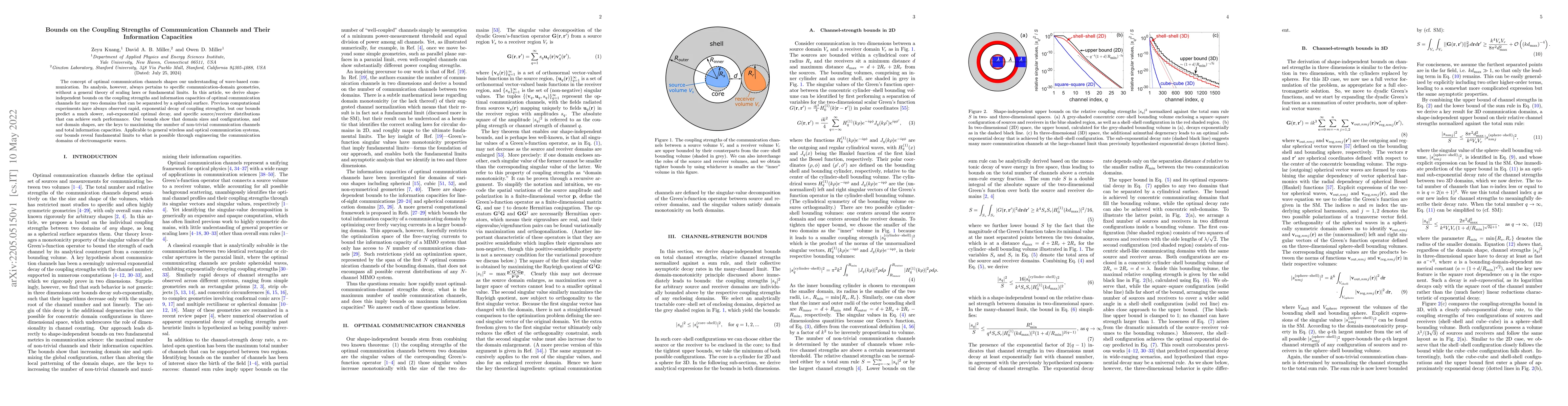 Thumbnail for Bounds on the Coupling Strengths of Communication Channels and Their
  Information Capacities