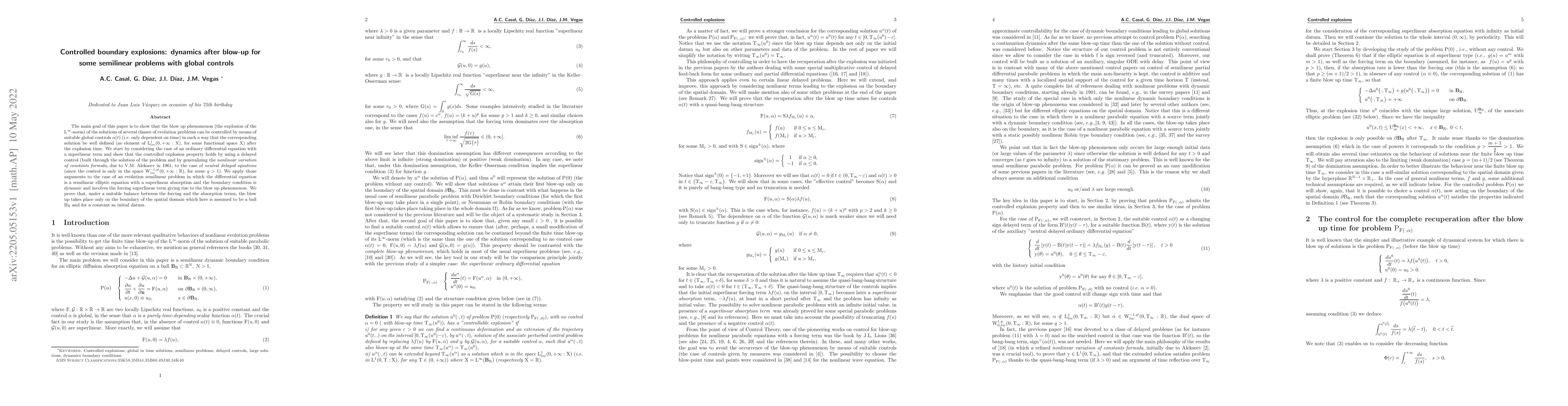 Thumbnail for Controlled boundary explosions: dynamics after blow-up for some
  semilinear problems with global controls