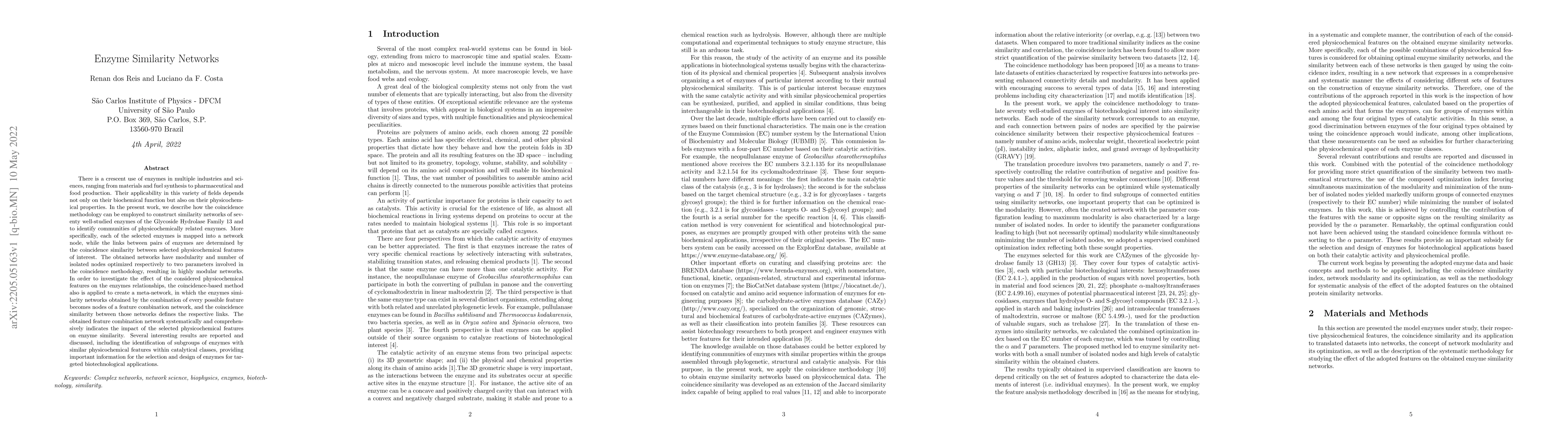 Thumbnail for Enzyme Similarity Networks