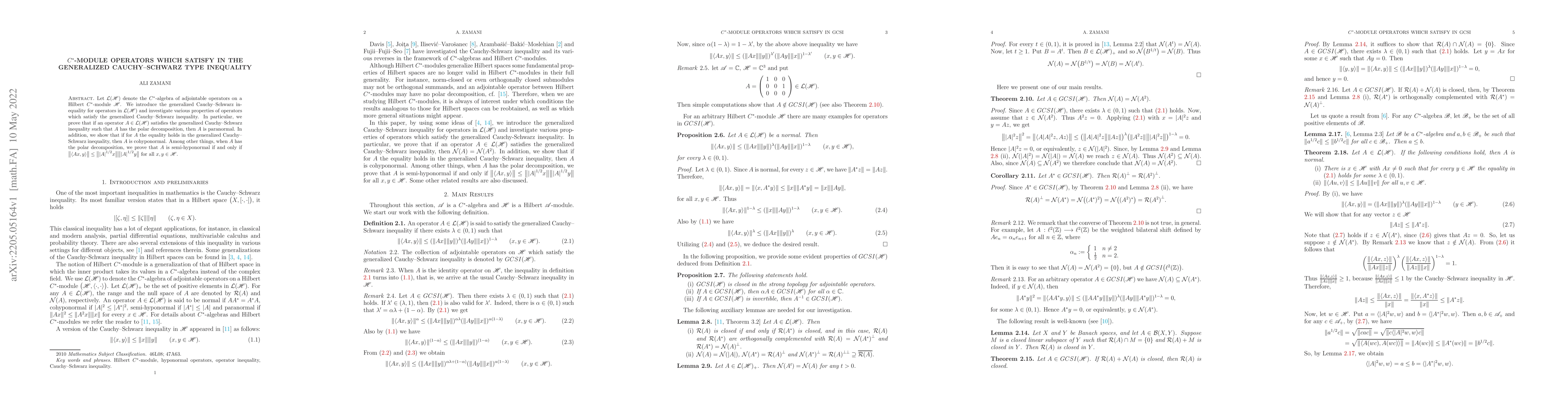 Thumbnail for C*-module operators which satisfy in the generalized Cauchy--Schwarz
  type inequality