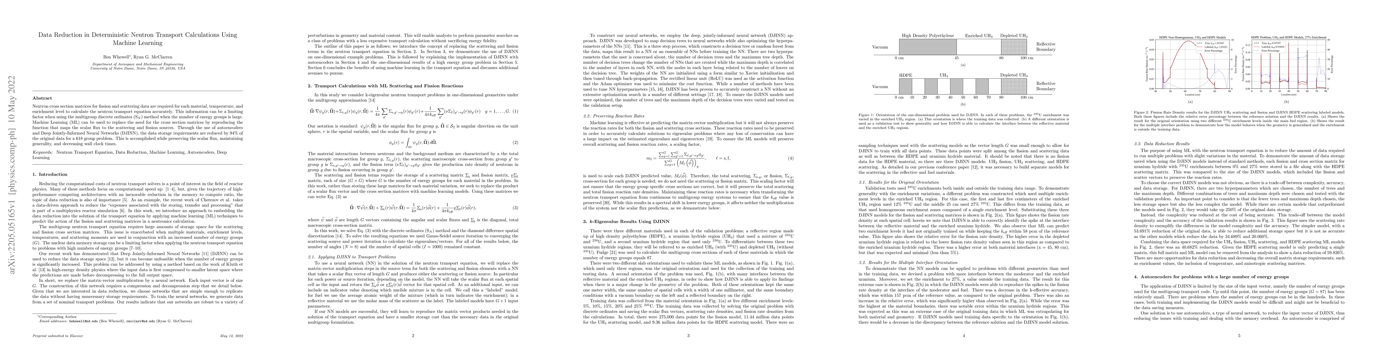 Thumbnail for Data Reduction in Deterministic Neutron Transport Calculations Using
  Machine Learning