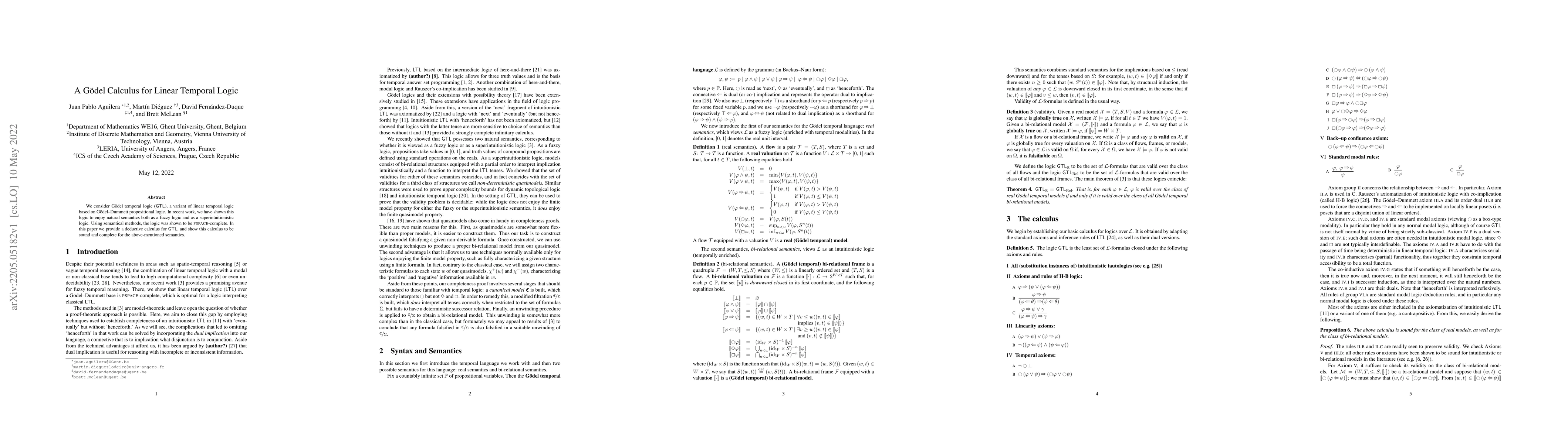 Thumbnail for A G\"odel Calculus for Linear Temporal Logic