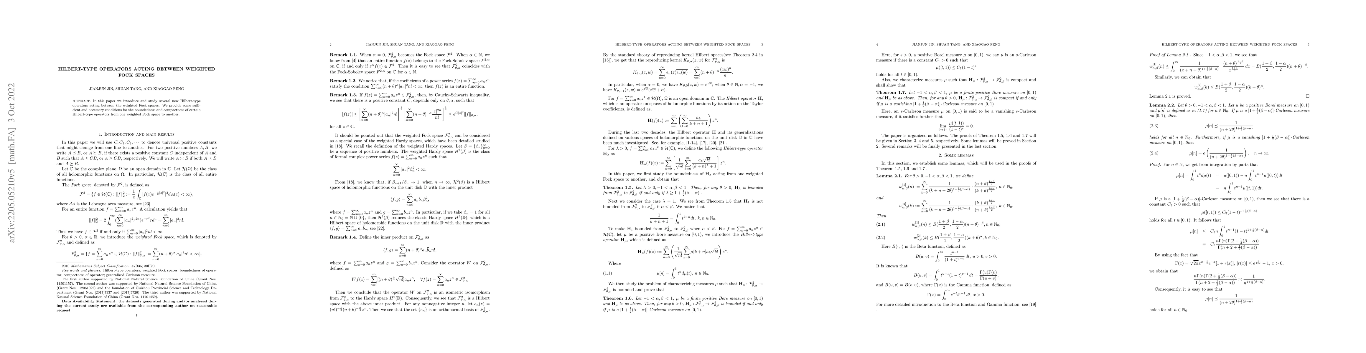 Thumbnail for Hilbert-type operators acting between weighted Fock spaces