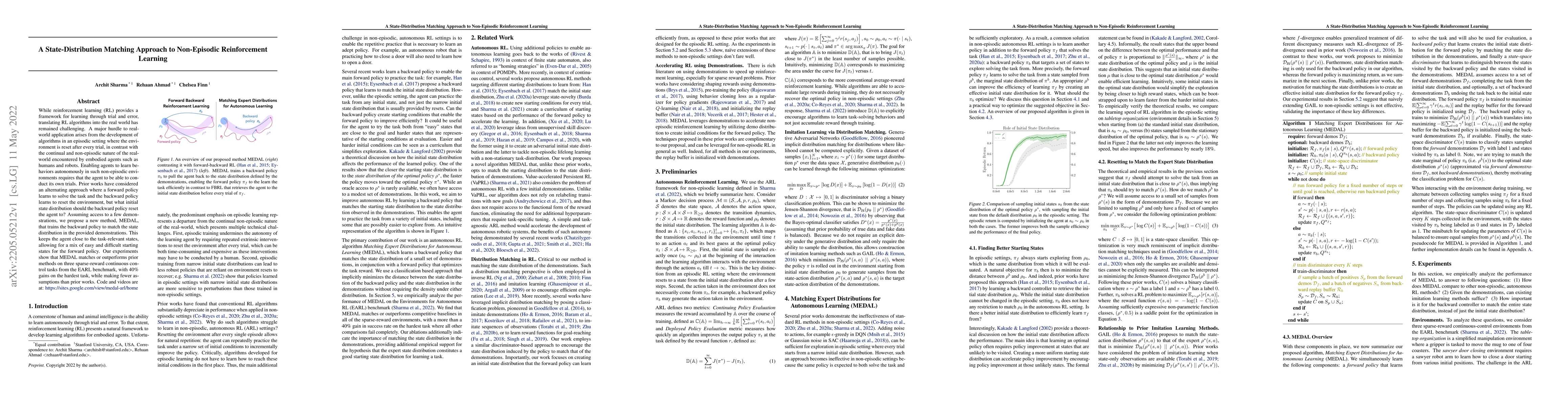 Thumbnail for A State-Distribution Matching Approach to Non-Episodic Reinforcement
  Learning