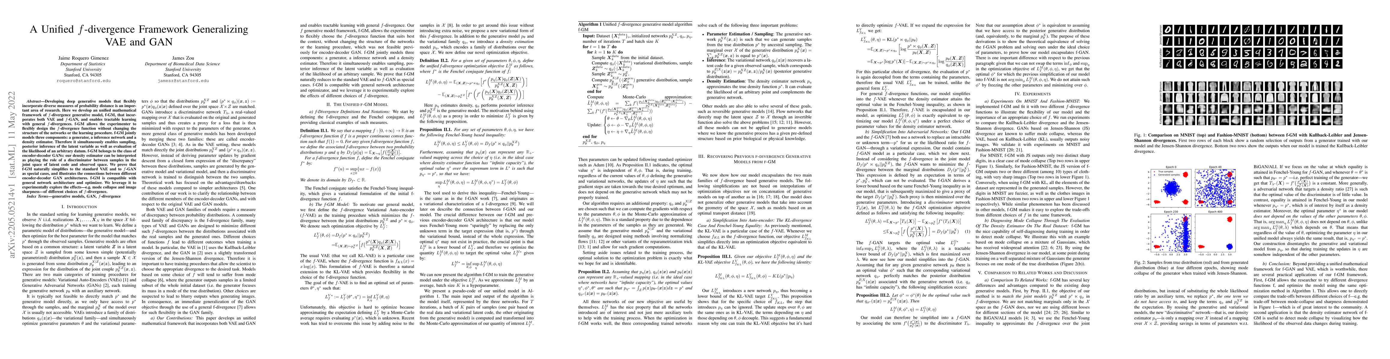 Thumbnail for A Unified f-divergence Framework Generalizing VAE and GAN