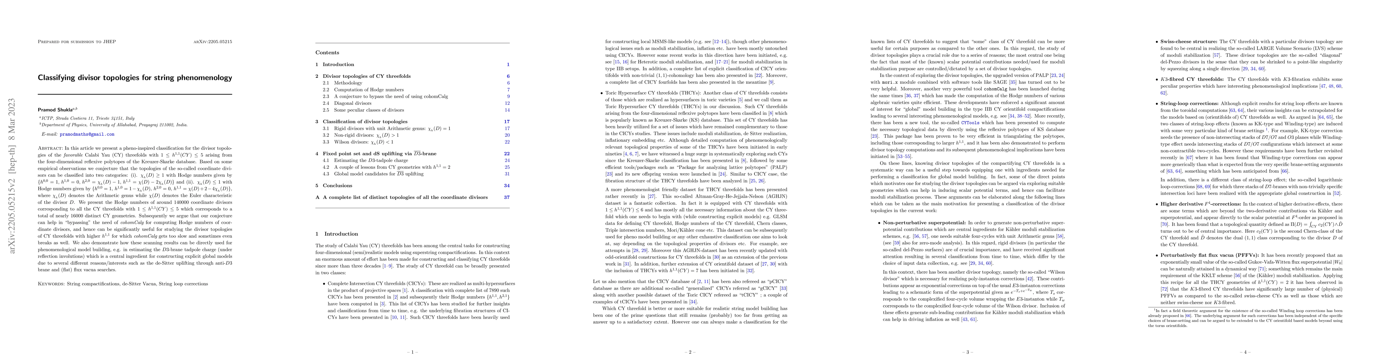 Thumbnail for Classifying divisor topologies for string phenomenology