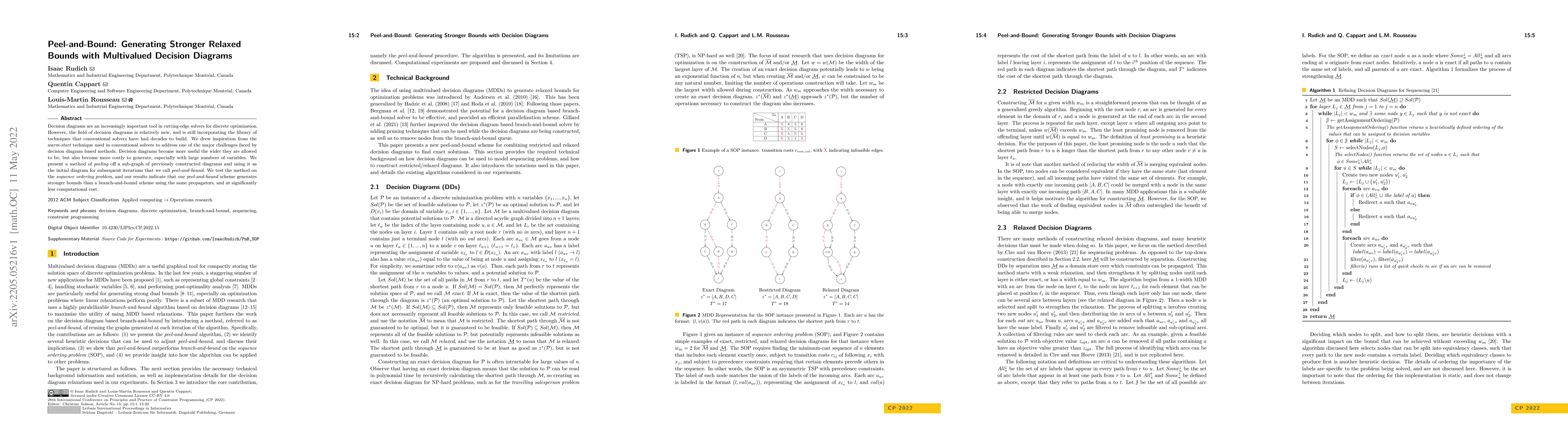 Thumbnail for Peel-and-Bound: Generating Stronger Relaxed Bounds with Multivalued
  Decision Diagrams