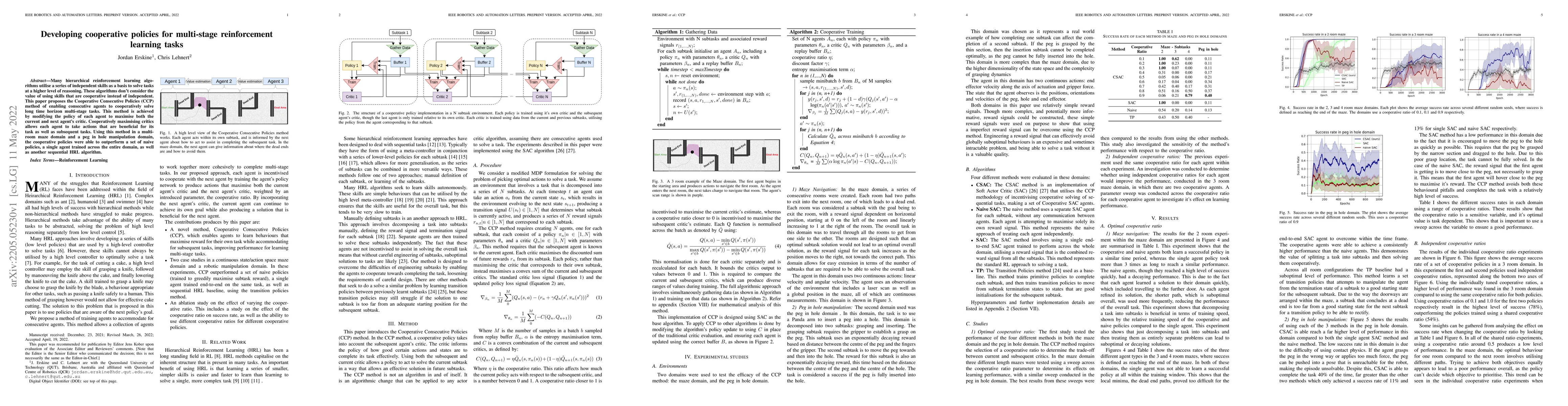 Thumbnail for Developing cooperative policies for multi-stage reinforcement learning
  tasks