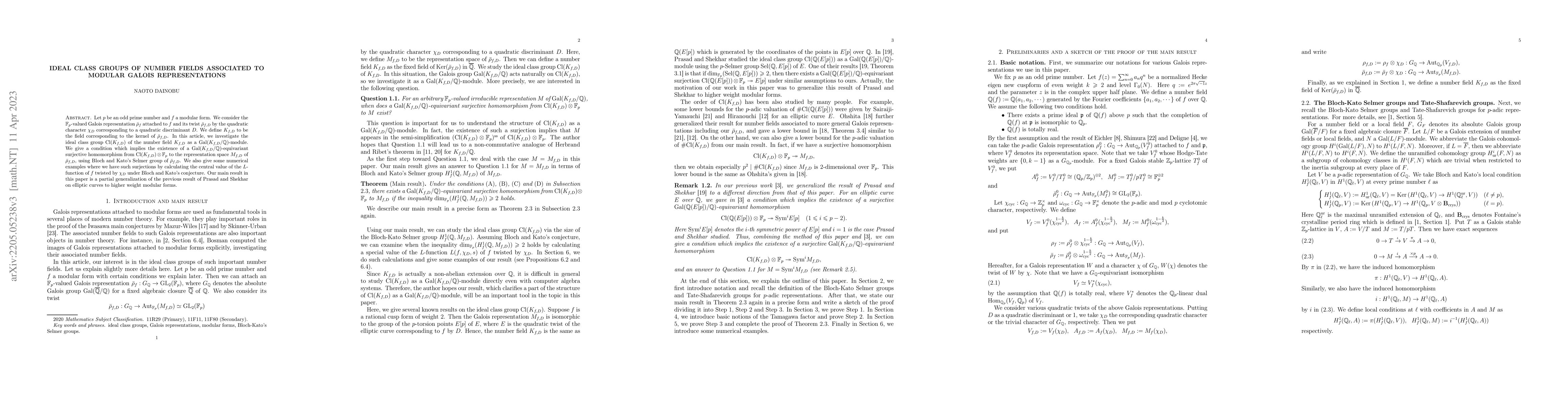 Thumbnail for Ideal class groups of number fields associated to modular Galois
  representations