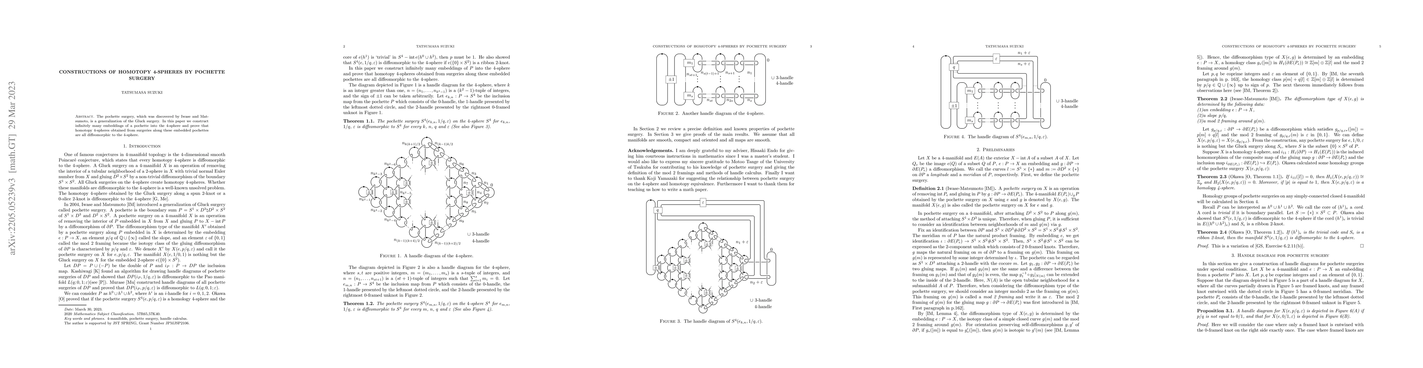 Thumbnail for Constructions of homotopy 4-spheres by pochette surgery