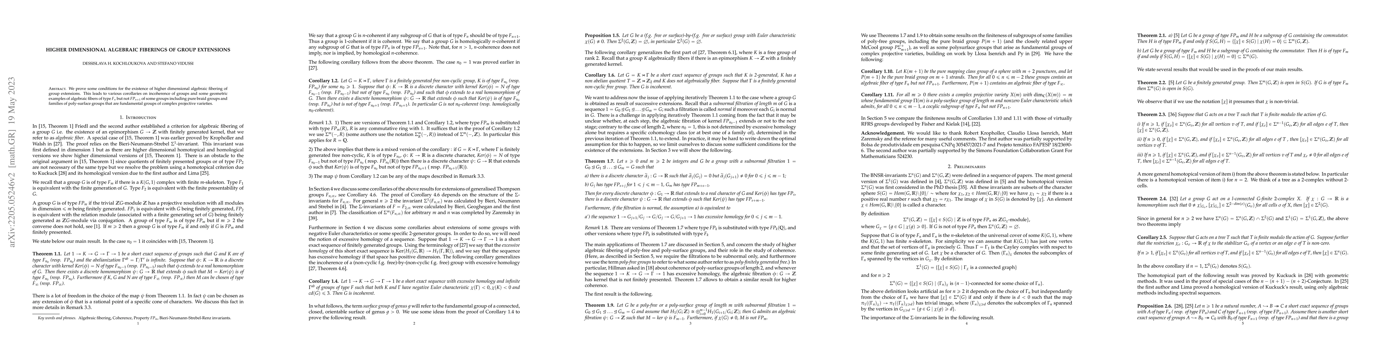 Thumbnail for Higher dimensional algebraic fiberings of group extensions