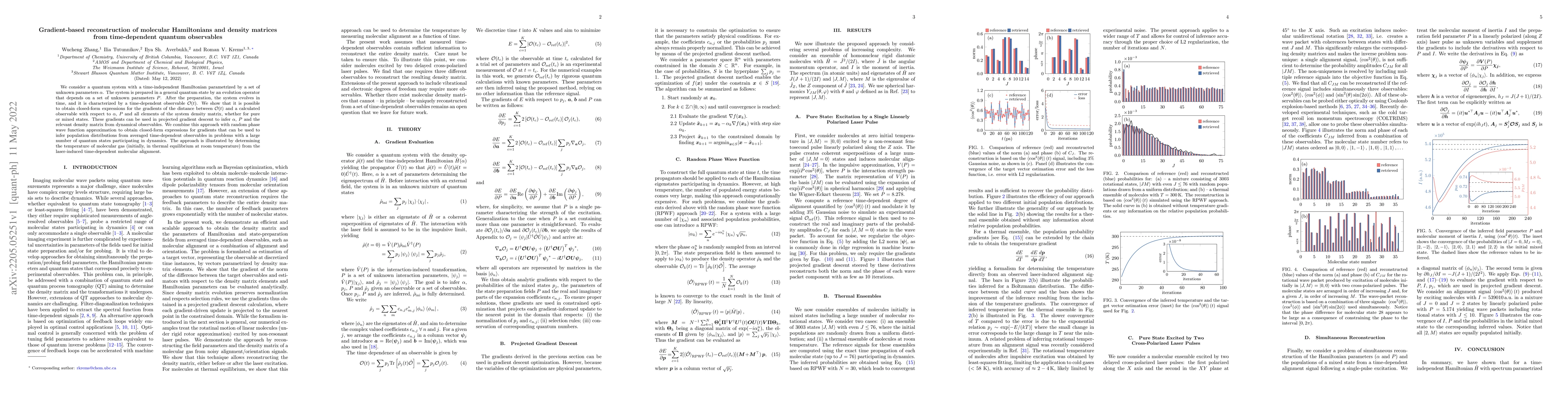 Thumbnail for Gradient-based reconstruction of molecular Hamiltonians and density
  matrices from time-dependent quantum observables