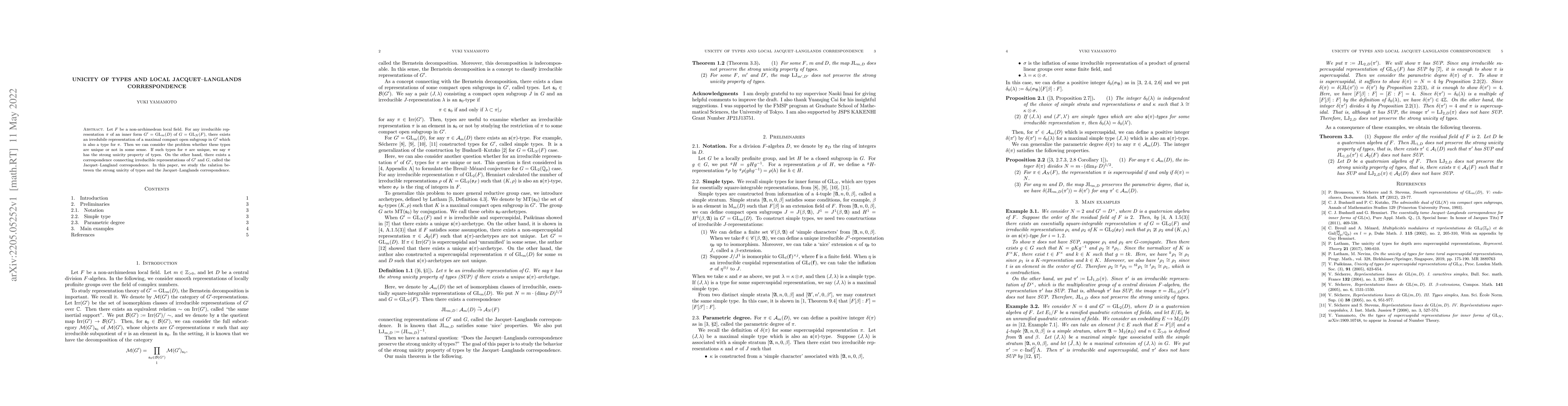 Thumbnail for Unicity of types and local Jacquet--Langlands correspondence
