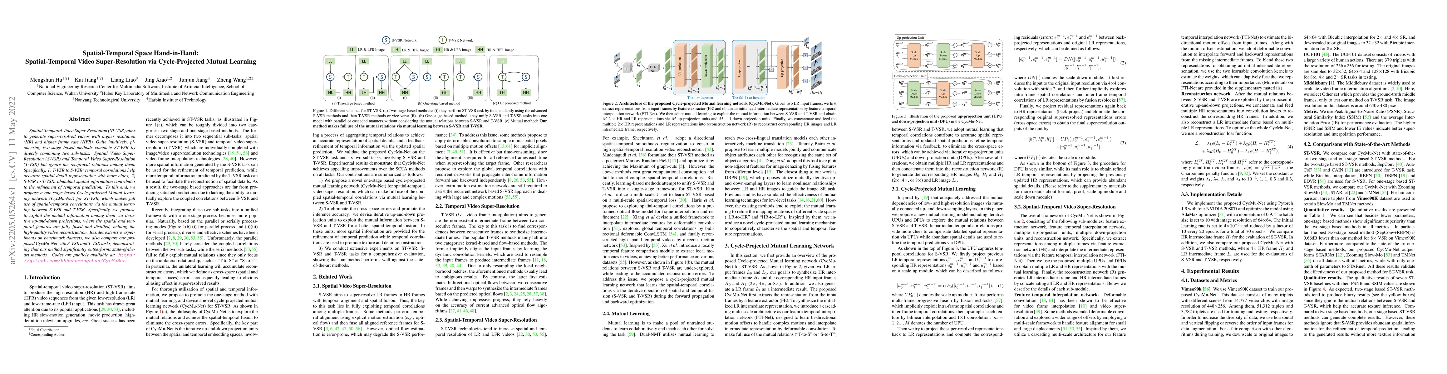 Thumbnail for Spatial-Temporal Space Hand-in-Hand: Spatial-Temporal Video
  Super-Resolution via Cycle-Projected Mutual Learning