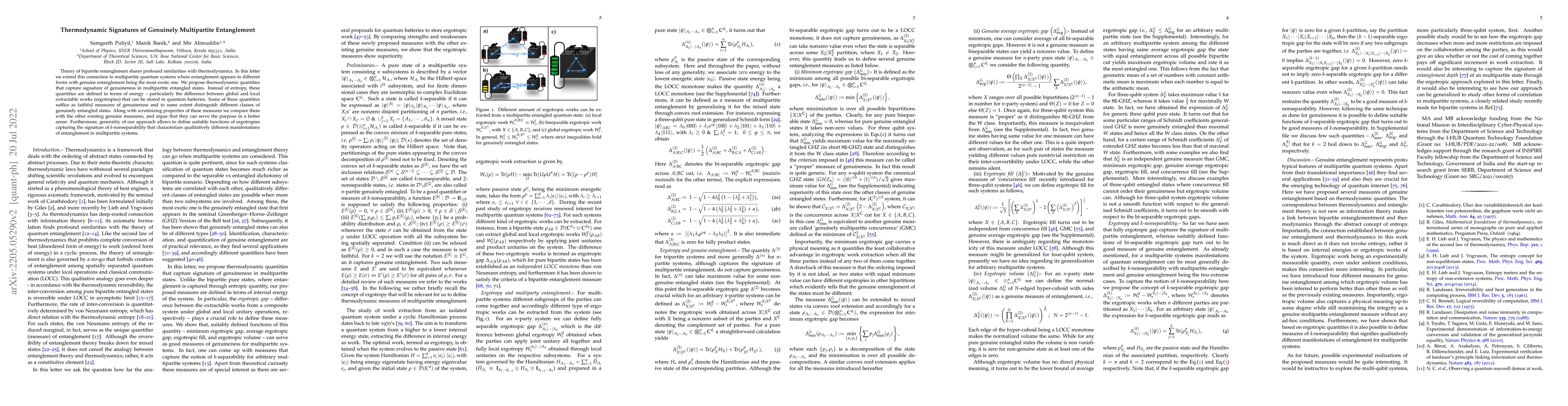 Thumbnail for Thermodynamic Signatures of Genuinely Multipartite Entanglement