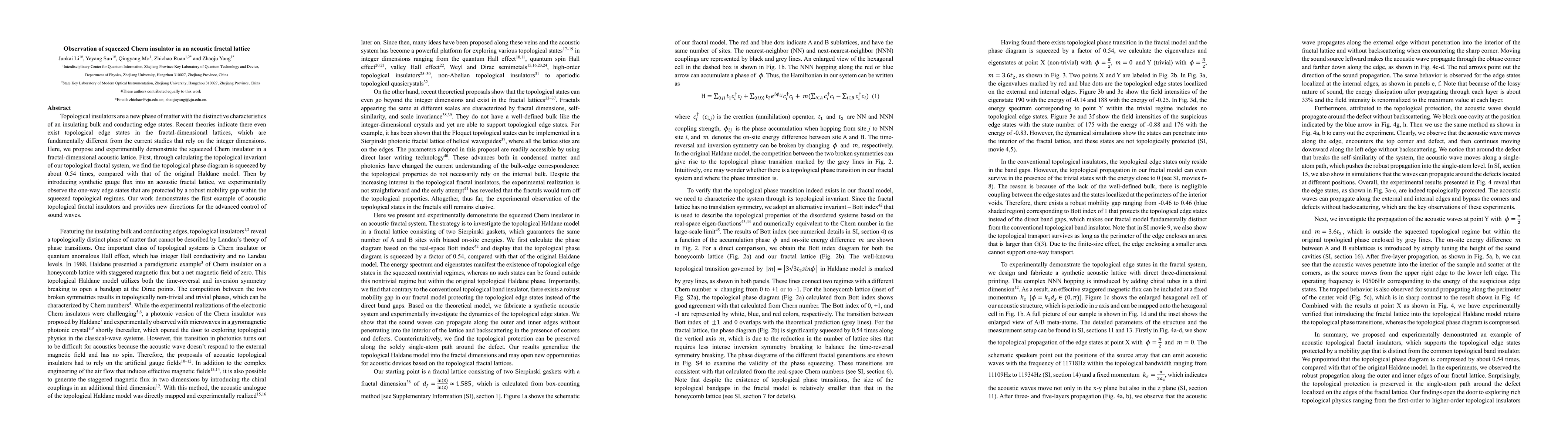 Thumbnail for Observation of squeezed Chern insulator in an acoustic fractal lattice