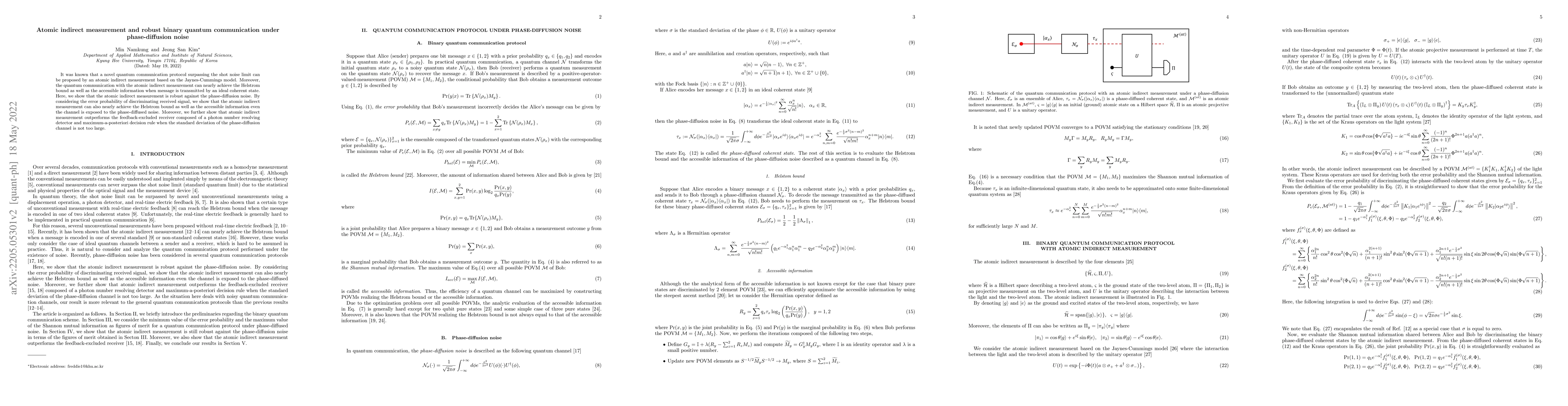 Thumbnail for Atomic indirect measurement and robust binary quantum communication
  under phase-diffusion noise