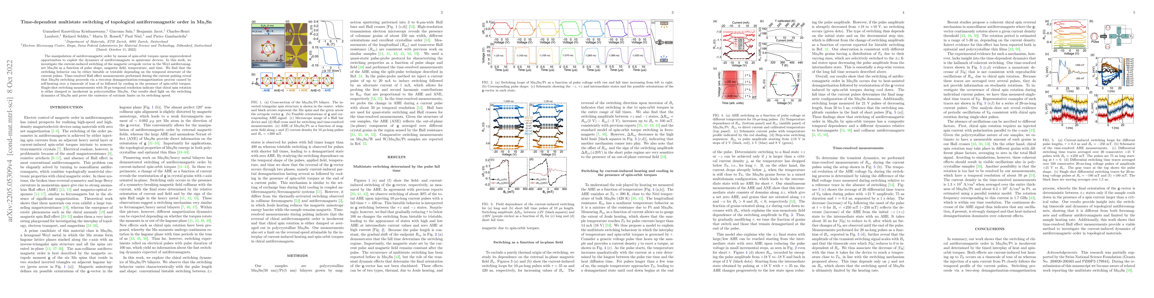 Thumbnail for Time-dependent multistate switching of topological antiferromagnetic
  order in Mn$_3$Sn