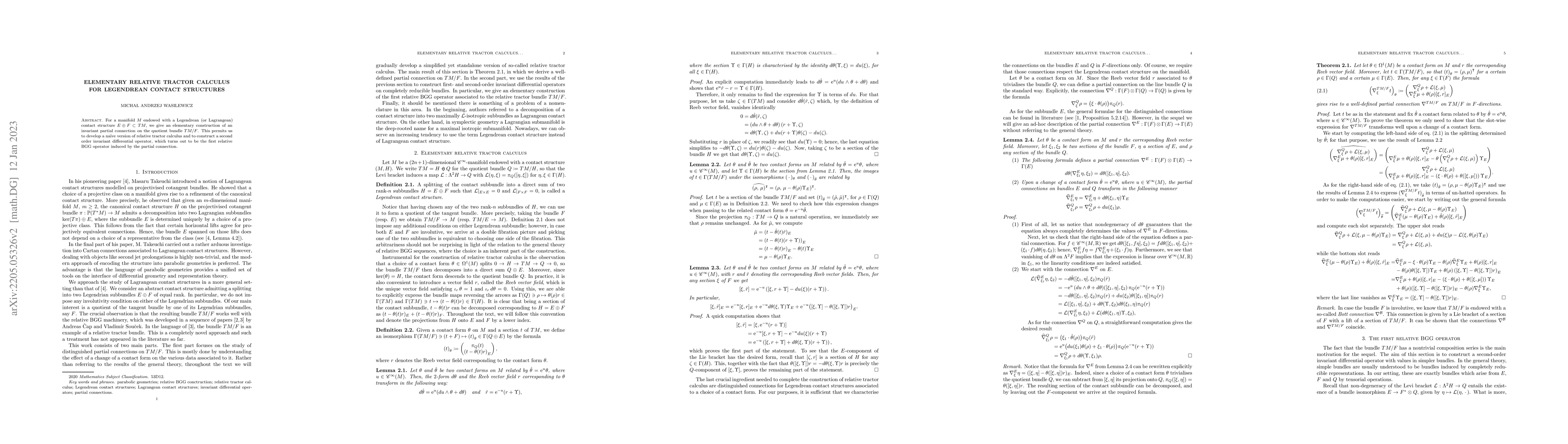 Thumbnail for Elementary Relative Tractor Calculus for Legendrean contact structures
