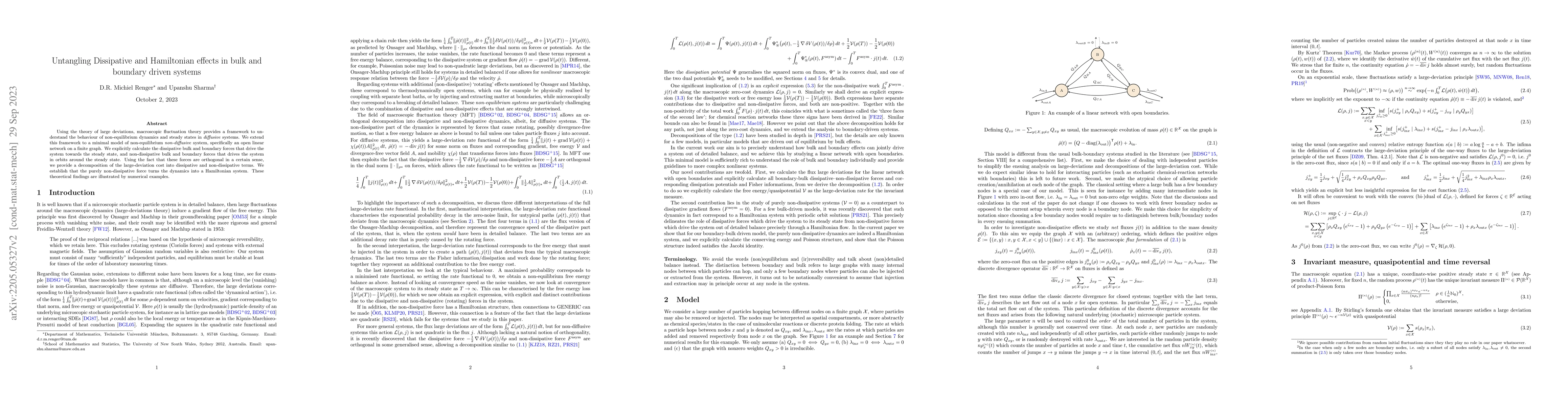 Thumbnail for Untangling Dissipative and Hamiltonian effects in bulk and boundary
  driven systems