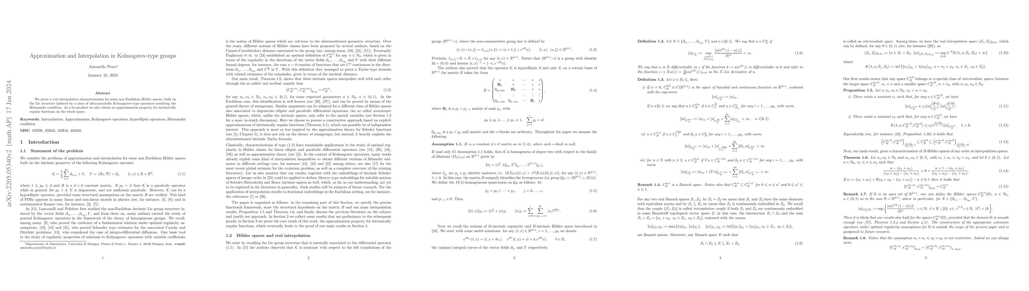 Thumbnail for Approximation and Interpolation in Kolmogorov-type groups