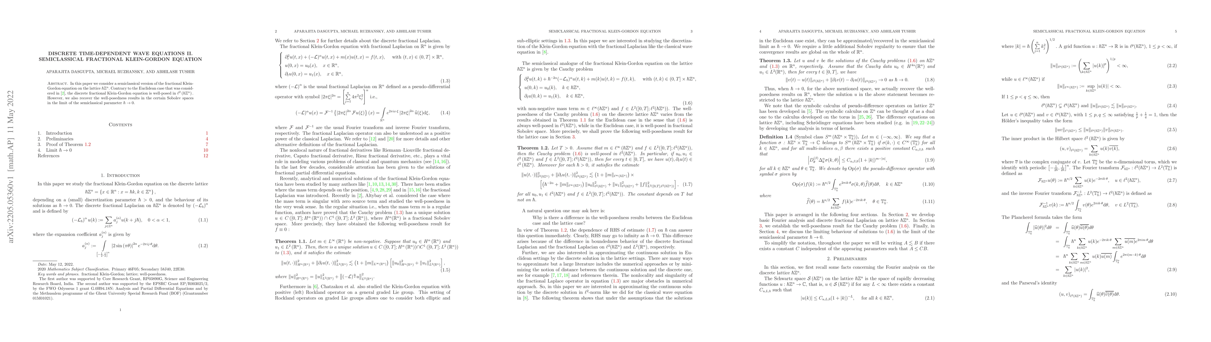 Thumbnail for Discrete Time-Dependent Wave Equations II. Semiclassical Fractional
  Klein-Gordon Equation