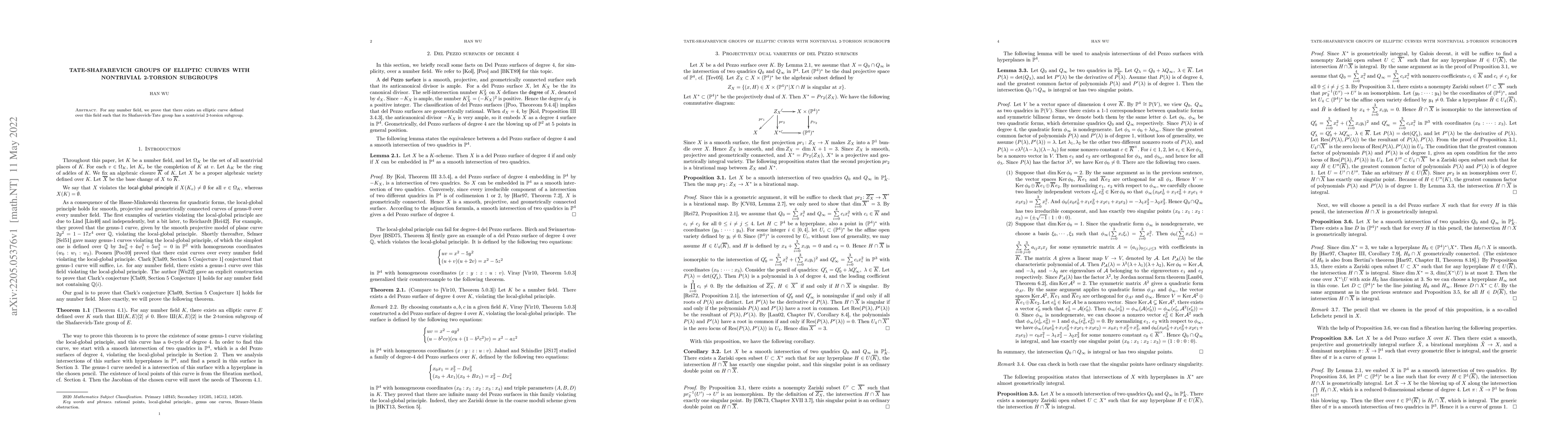 Thumbnail for Tate-Shafarevich groups of elliptic curves with nontrivial 2-torsion
  subgroups